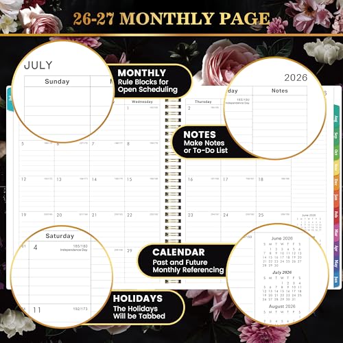2026-2027 Planner - 8" x 10", JUL. 2026 - JUN. 2027, Weekly and Monthly Academic Planner 2026-2027, Academic Weekly Calendar Spiral Bound with Sturdy Cover, Monthly Tabs, Thick Paper, Twin-wire Binding - Image 3