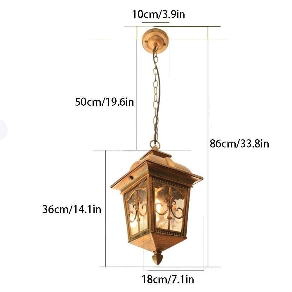 Retro lampa wisząca na zewnątrz wzór wody szkło wiszące światło aluminium metal ganek żyrandol na patio wejście do ogrodu (czarny)