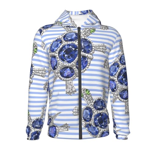 Turtle with Blue Stones Kids Pullover Hoodies Boys Zip Up Sweatshirts Girls Athletic Clothes with Pocket2