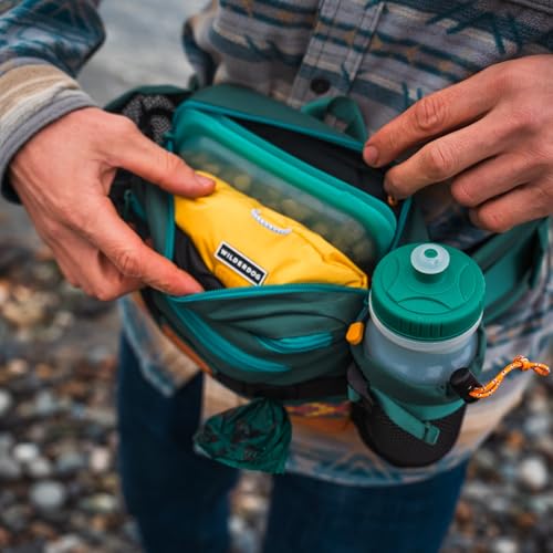 Wilderdog Mega Hip Pack with 3-Liter Capacity, Two Mesh Water Bottle Pockets, Interior Key Loops, Adjustable Straps, and Poop Bag Dispenser (Huckleberry)