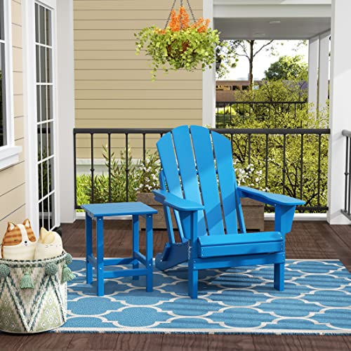 Westintrends Outdoor Side Table, All Weather Poly Lumber Adirondack Small Patio Table Square End Table For Pool Balcony Deck Porch Lawn Backyard, Pacific Blue #TOP3