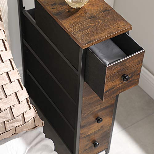 Songmics Narrow Dresser, Vertical Storage Unit With 4 Fabric Drawers, For Small Spaces And Gaps, Metal Frame, Slim Storage Tower, For Living Room, Laundry, Closet, Rustic Brown And Black Ulgs041B01 #TOP7