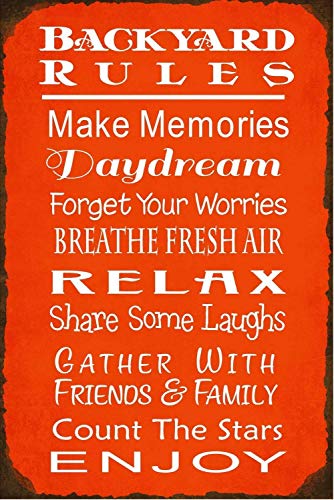 Backyard Rules Sign ���O ���r���O ���� ���H�W�� �r�W�l�X�T�C�� 8X12�C���` �A���~�j�E�� ���^�� �u���L�Ŕ�