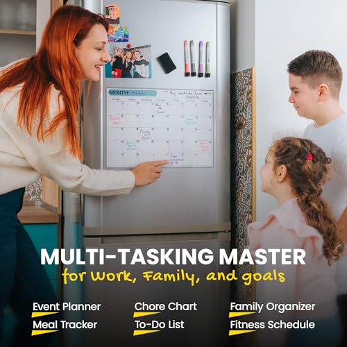 Monthly Magnetic Calendar for Refrigerator - 17x12” Dry Erase Fridge Calendar Magnet - Starts Monday, Organizes 2025 Schedules, Chores, Meals, More - Whiteboard with 4 Markers & Eraser by Quick Canary - Thumbnail 7