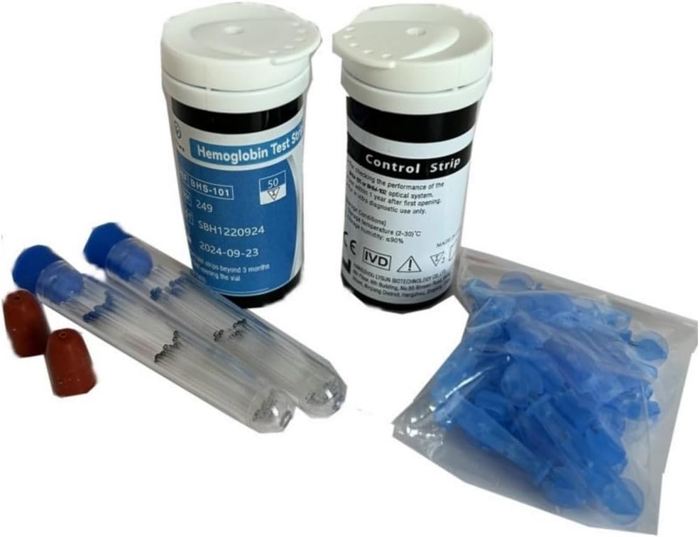 Home Use Hb Hemoglobin Meter Hemoglobin Analyzer Hemoglobin Monitor + 25Chips + 25 Tubes Easy to Use