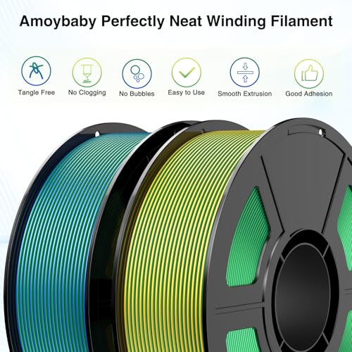 Image of Dual Color Silk PLA Filament 1.75mm 3D Printer Filament Bundle, 2kg Spool (4.4lbs), Dimensional Accuracy + /- 0.03 mm, Fit Most FDM 3D Printers (Yellow Green + Blue Green)