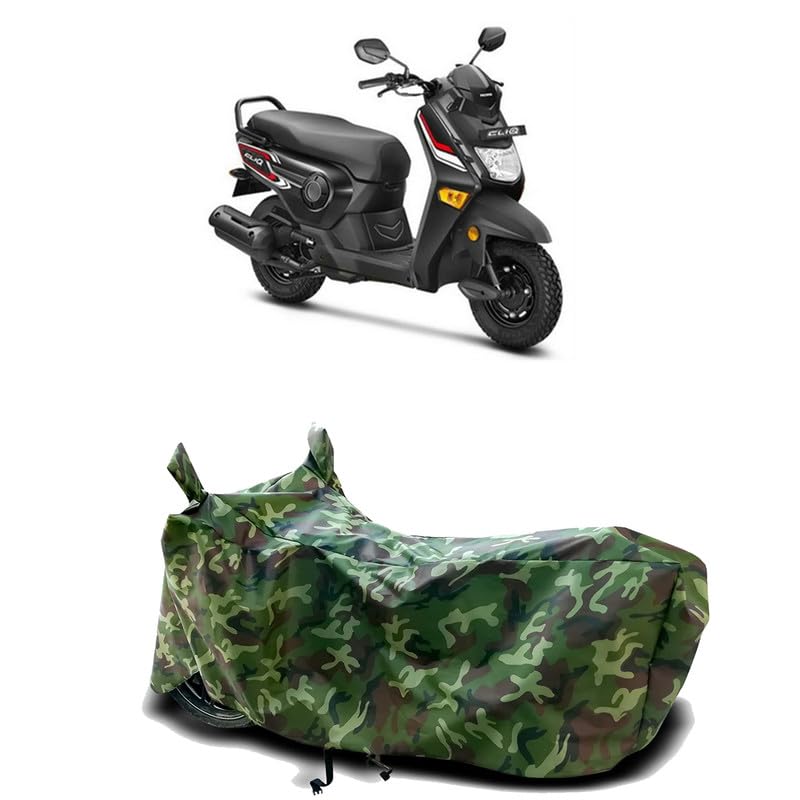 Image of DUFFEL-100% Heat Protection Two Wheeler Bike /Scooty Body Cover for Honda Cliq BS6 Water Resistance /UV-Rays /Birds Dropping /Scratchproof /Dust Proof /Waterproof[Green Jungle Print]