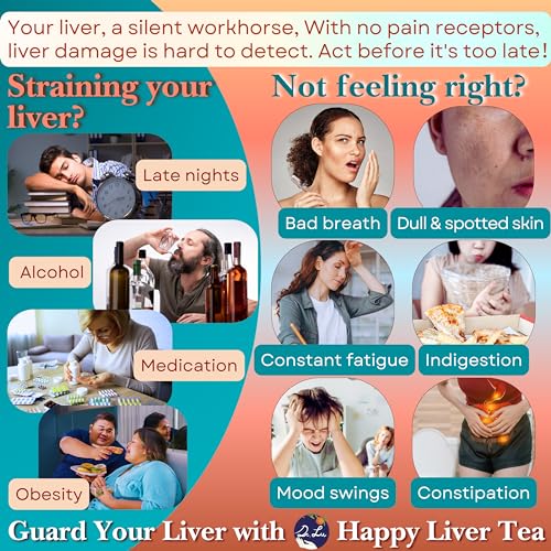 Dr. Lu’s Happy Liver Tea | 100% Natural Liver Cleanse Detox & Repair Tea Made in US | 11-Flavor Milk Thistle, Turmeric, Chrysanthemum, Licorice Root, Dandelion Root tea Blend for Liver Support