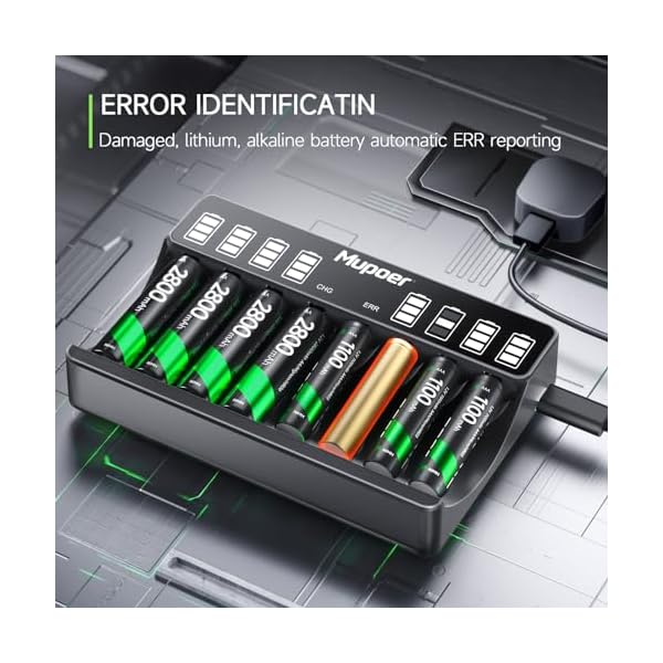Rechargeable Batteries with Charger, 4 Pack AA & 4 Pack AAA High Capacity Ni-MH Batteries and AA AAA LCD Screen Charger, Independent Slot Smart Battery Charger Combo - Image 5