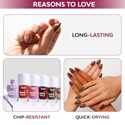 Image of Glam21 Nail Tale Nail Polish | Glossy Gel Finish | Rich Pigmentation | Chip Free | Quick Drying Formula | Long Lasting Nail Polish for Women | 9ml | Shade-04