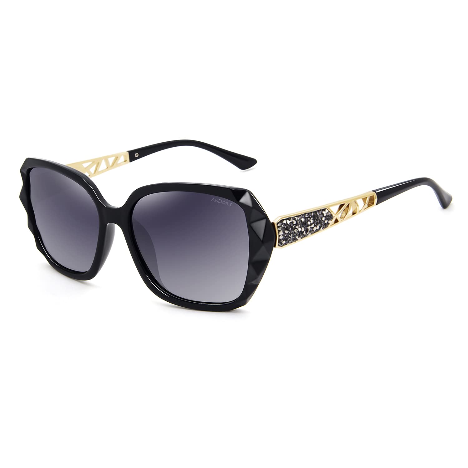 ANDOILT Gafas de Sol Polarizadas de gran Tamaño para Mujer con Marco Compuesto Brillante Clásico para Señoras