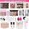 All-in-One Makeup Kit for Women Full Kit, Makeup Gift Set for Women Teens Girls, Makeup Essential Bundle Includes Eyeshadow Foundation Lipsticks Mascara Eyeliner Contour Stick Cosmetic Brush Set