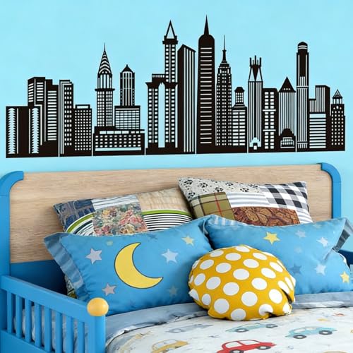 Vinilos Decorativos Skyline Ciudad Negra, 8 piezas miniatura 3