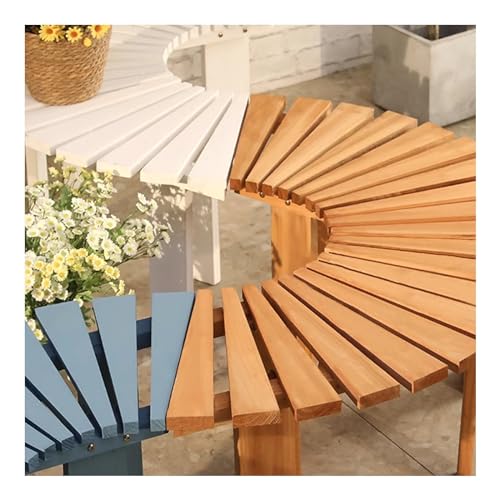 Banc incurvé en bois pour extérieur et support de plantes de balcon