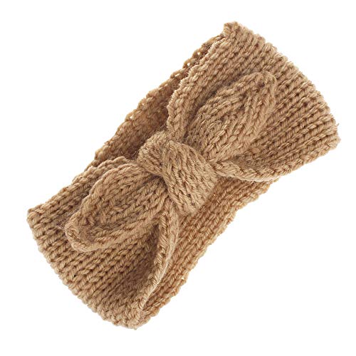 Utaly Winter Cute Kids Baby Girls Knit Rabbit Knotted Headband Headwrap Earwarmer (Tan +Beige, Stretchy)2