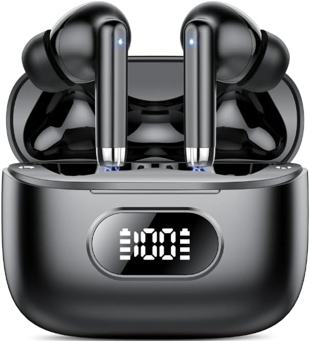 Wireless Earbuds, Bluetooth Headphones with 4 Mic Ear Buds, Wireless Headphones in Ear 60H Deep Bass Earphones with ENC Noise Cancelling, IP7 Waterproof Bluetooth Earbuds