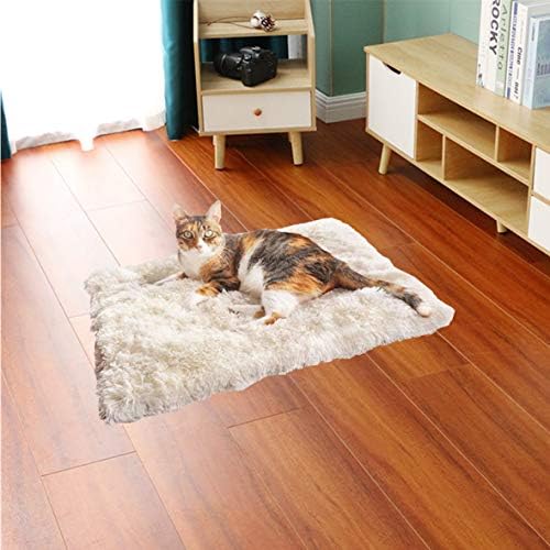 LANEUGU Plush Fluffy Dog Cat Mat,Self-Warming 2 in 1 Pet Beds,Faux Fur Beds for kitten and Medium Small Dog,Grey