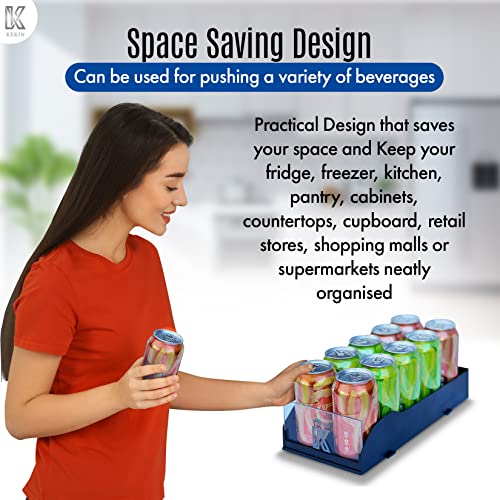 KEKIN Drink organizer for fridge comes equipped with a Super Smooth Roller glide system with gravity feed. Drink dispenser for fridge is Fully assembled, Its a great fridge organizer, Drink Organizer. - Thumbnail 4