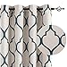 jinchan Room Darkening Curtains for Bedroom, Blue Linen Textured Moroccan Tile Patterned Curtains 84 Inch Length, Thermal Insulated Grommet Top Drapes for Living Room, Blue on Beige, 2 Panels Set