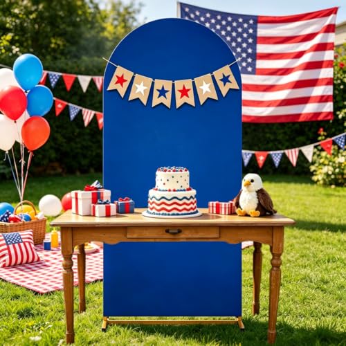 Image of 4 of July Decorations- Arch Backdrop Cover 6ft Double Color Spandex Wedding Arch Stand Covers for Birthday Party Baby Shower Gender Reveal Boy or Girl Decoration(Navy Blue&Red)