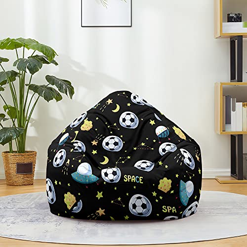 Fasbuy 3D Series de Fútbol Puff, Puff Gigante sin Relleno con Asa, Salon Bean Bag para Almacenaje, Puf Sofa de Color, para Adultos y Niños, Exteriores y Interiores (Cielo Estrellado,100x120cm)
