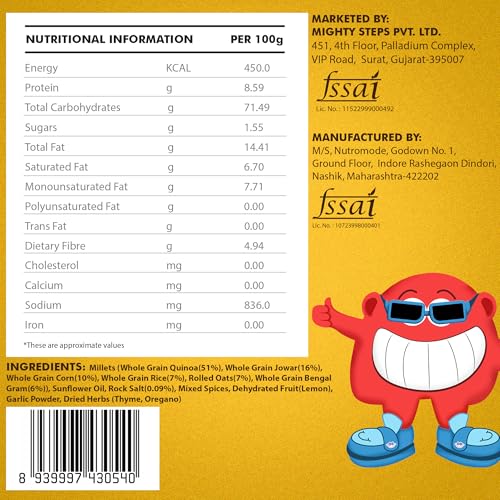 Image of BE'BE' BURP Healthy Puff Snacks | Quinoa Arabic Herbs | Baked Puffs, Not Fried, Protein Snacks | No Maida & Gluten-Free | Travel-Friendly | 35gms Each (Pack of 4)