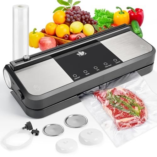 Etunia Vacuum Sealer, Vacuum Seal Machine for Dry/Moist Food Storage to Extend Fresh, 1 Air Hose for Food Containers, 2 Jar Sealers/Lids for Mason Jars - image 1