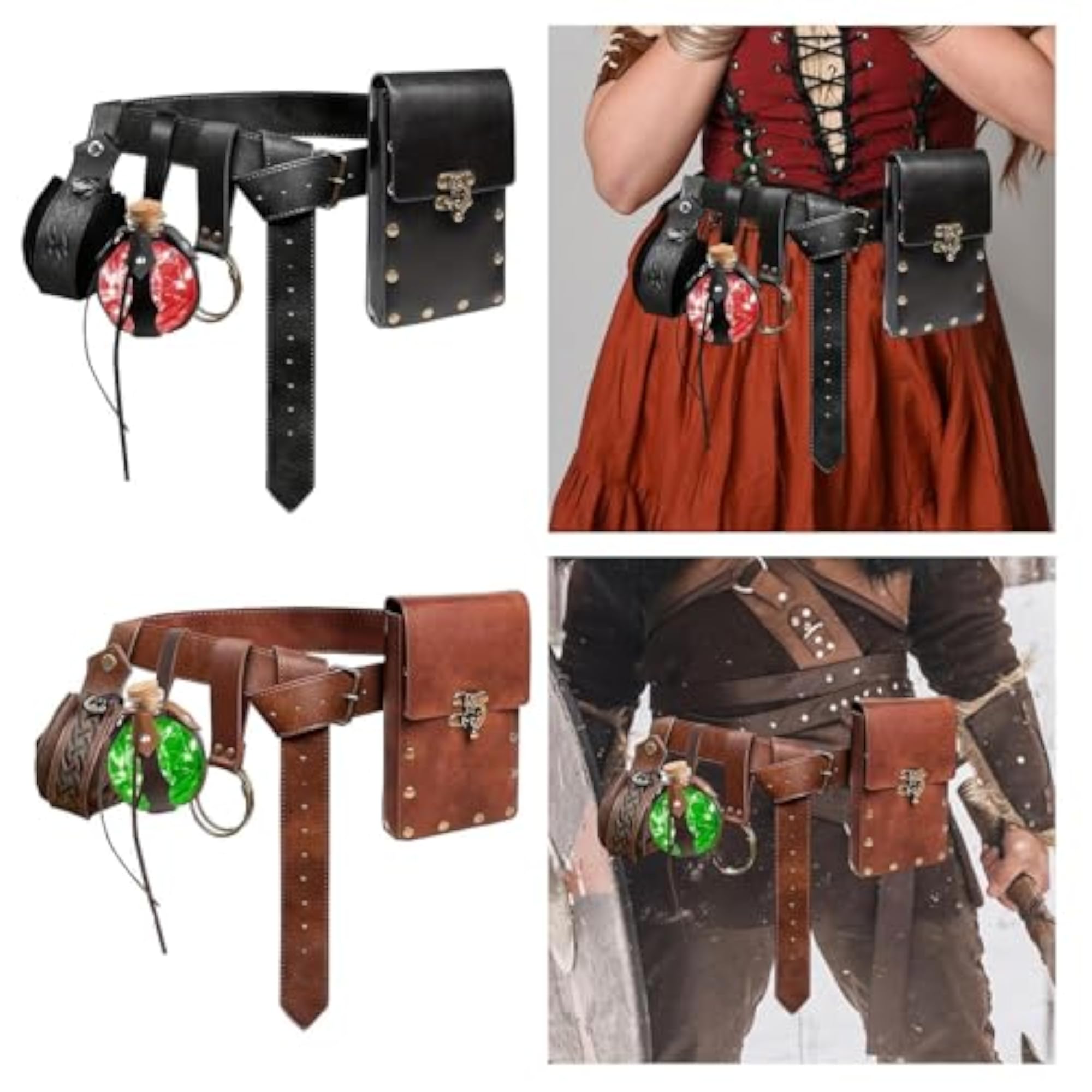 Medieval Style Black Belt Pouch for Festivals