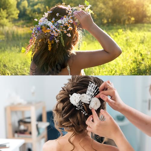 image for PATIKIL 4mm Pearl String Bouquet, 60 Pcs Pearl Stick Stems Bouquets Ga