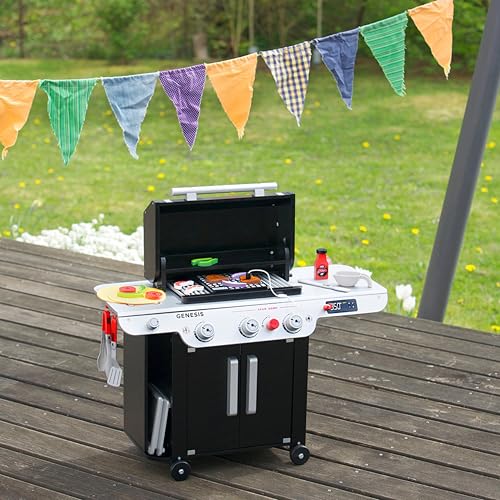 Theo Klein 9445 Weber Genesis barbecue made of wood - Includes inserts for steak, pizza and vegetables - With toy food and barbecue utensils - Toy for children aged 3 and over - Image 5