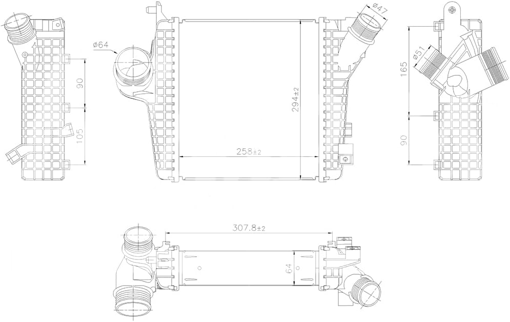 Rareelectrical Intercooler Compatible With 2019-2023 Audi Vw Q8 Touareg Premium Plus 3.0L V6 Tfsi 4M0145804p 4M0145804aq Direct Fit Oem Replacement