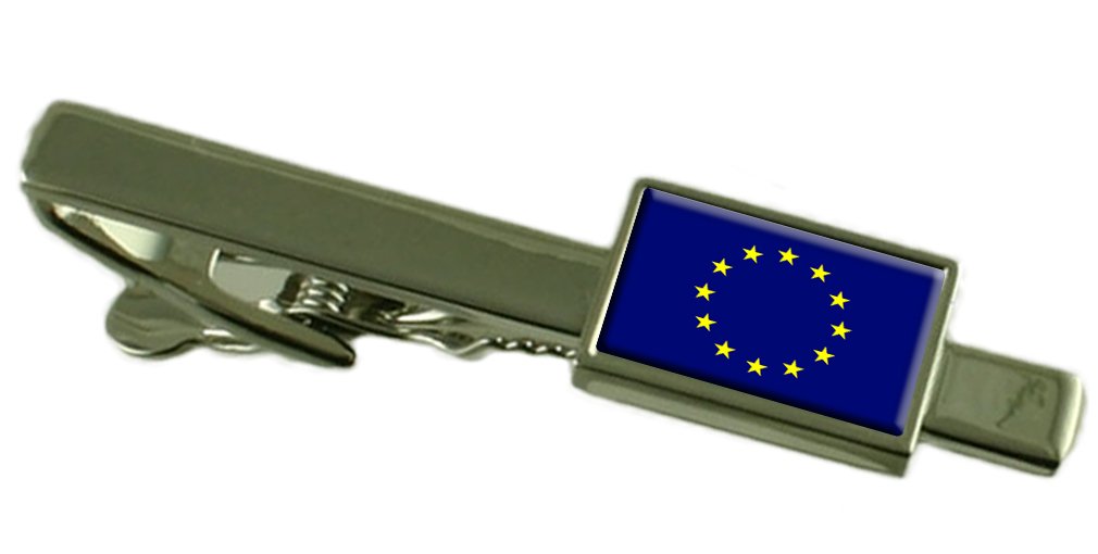 Unión Europea Clip de corbata con barra de cuadro de mensaje personalizado grabado