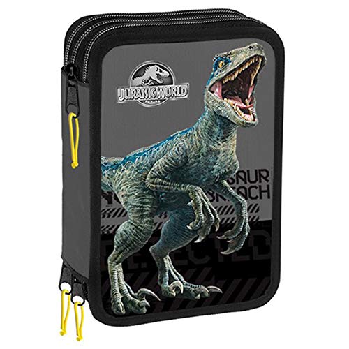 Jurassic World: Estuche escolar con 3 cremalleras  con licencia oficial