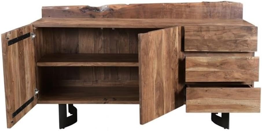 Moe's Home Collection Bent Wood Server with Iron Base in Brown