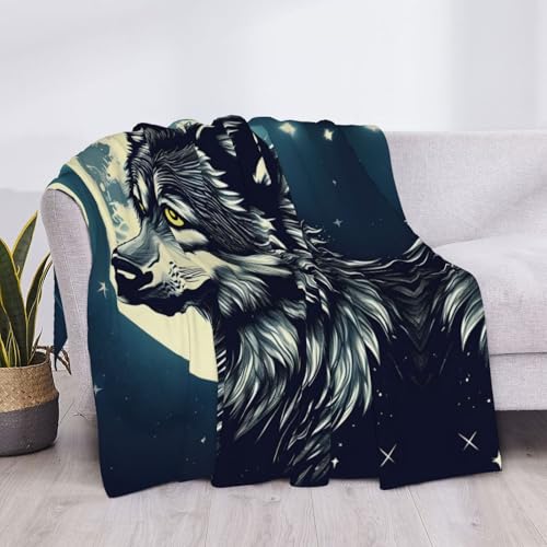 Couverture super douce motif loup lavable grand plaid lit confortable - 5