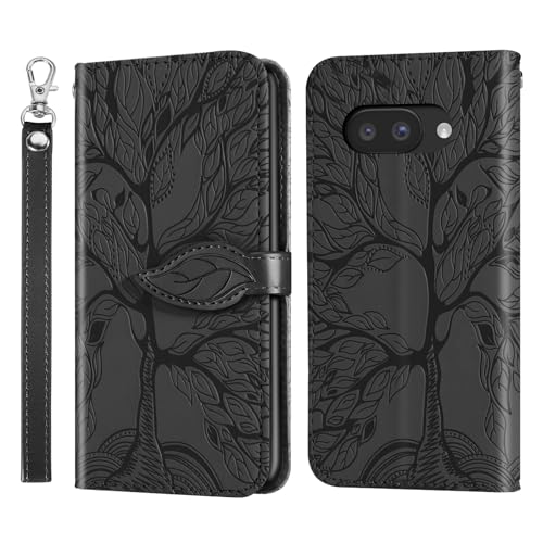 Rostsant Funda para Google Pixel 10a 5G Árbol en Relieve Carcasa de Cuero PU Cartera Magnético Funda Teléfono Billetera para Google Pixel 10a 5G Negro