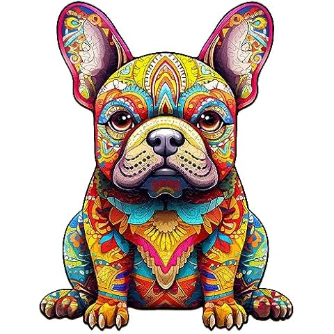 Woodemon Wooden Puzzles for Adults, 350PCS French Bulldog Wooden Jigsaw Puzzles Kids, Unique Shaped Animal Wood Puzzles, Wooden Animal Puzzles for Adults Kids Birthday Family Games (XL-17.3 * 13.3in) Cover