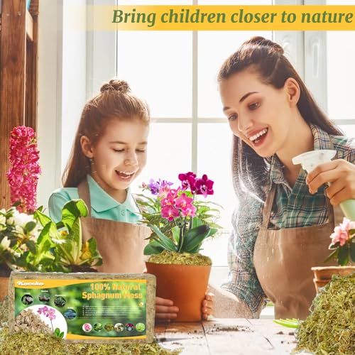 Natural Sphagnum Moss for Plants - Orchid Potting Mix Peat Moss Carnivorous Dried Bark for Sarracenia, Gardening Succulents Reptiles Decorating Terrariums Potted Propagation (2.5QT)