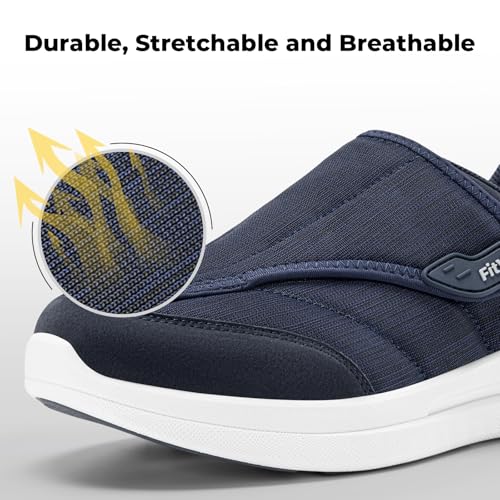 FitVille Diabetic Shoes for Men, Extra Wide Pain Relief Swelling Shoes, Adjustable Strap for Sensitive Feet, All-Day Comfort for Walking & Work, EasyTop Pro V2, 9.5 Wide Royal Blue by FitVille - Used condition - Image 7