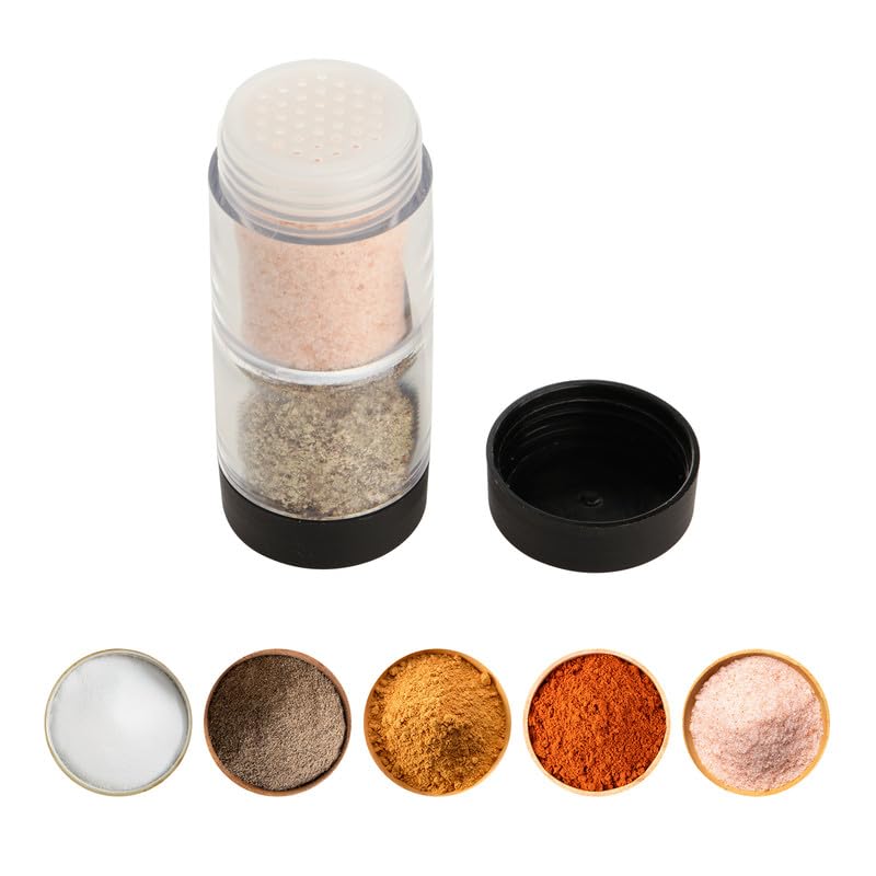 SunmeiPortable Camping Spice Kit Carrier, 2-in-1 Spice Salt and Pepper Containers Set for Camping Kitchen, Travel, Car Camping, RV, Outdoors, Backpack (1.0 fl.oz. x 2)