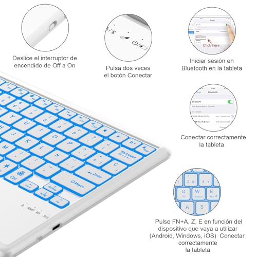 Funda con teclado Redmi Pad Pro 12.1 y Xiaomi Poco Pad con bluetooth desmontable azul 5