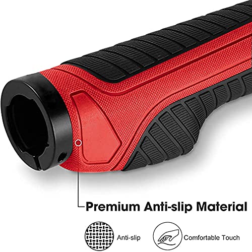 Rock Bros Mountain Bike Grips Handlebar Grip Bicycle Handlebar Grips Bike Handle Grips Double Aluminum Clamp Lock On Grips For Mtb Bmx Mountain Bike Handle Bar Ends Black Red #TOP2