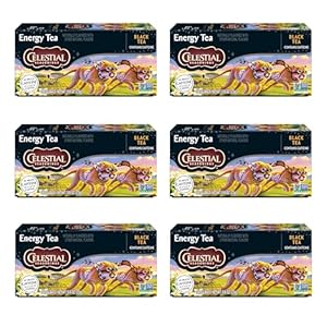 Celestial Seasonings Energy Black Tea, Caffeinated, 12 Tea Bags Box, (Pack of 6)