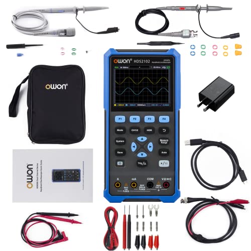Hds2102 Owon Oscilloscope 2Ch Digital Handheld Oscilloscope Multiumeter 3.5" Lcd 100Mhz Bandwidth 20000 Counts Multiumeter Osc+Dmm+For Automobile Maintenance,Power Detection #TOP24