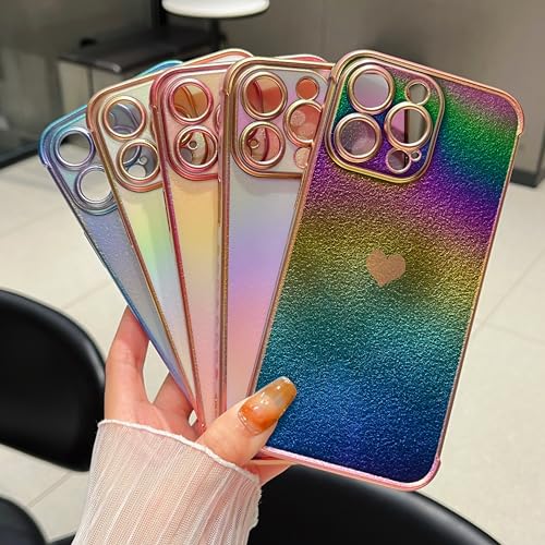 ZTOFERA for iPhone 14 Pro Case 6.1 inch,Cute Colorful Iridescent Plating Edge Case with Love Hearts Pattern,Camera Lens Protection Shockproof Phone Case for Women Girls,Violet by ZTOFERA - Used condition - Image 8
