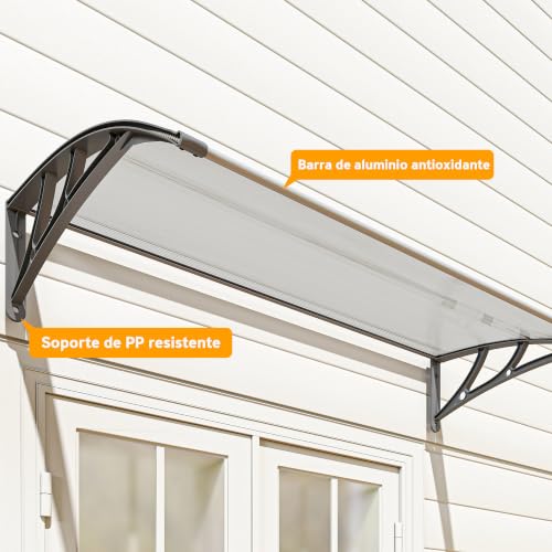 Miniatura 8 de Outsunny Marquesinas Exterior Para Puertas Y Ventanas 110x60 Cm Gris
