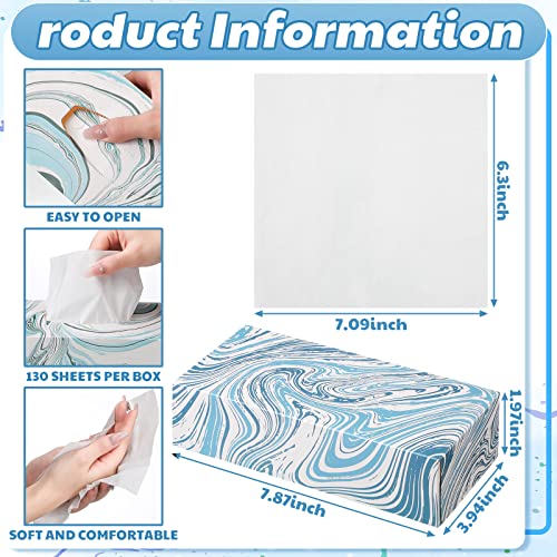 TaoBary 16-Pack Soft Blue Patterned Facial Tissues #TOP30