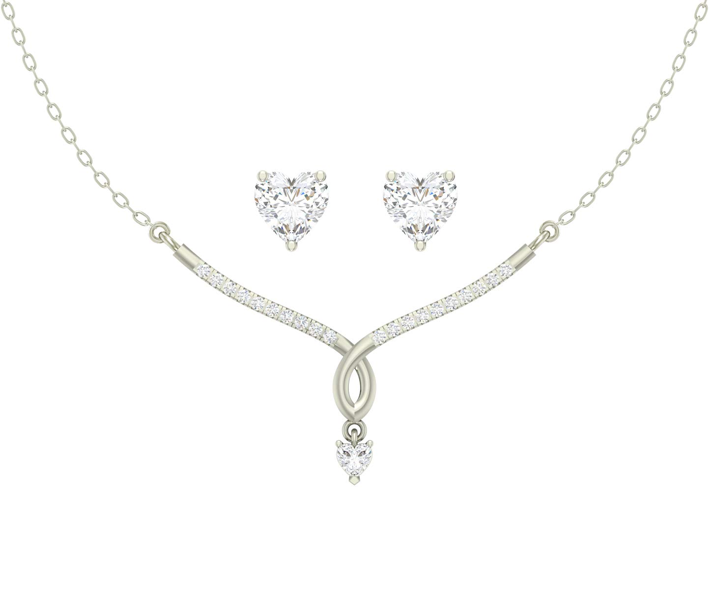 Clara Sterling-silver and Cubic Zirconia Earrings Necklace Set for Women & Girls (White) (B084G9QQYY) Amazon Price History, Amazon Price Tracker