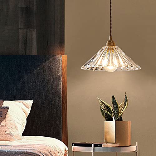 Lámpara colgante E27 de latón minimalista y acabado artesanal en vidrio 6