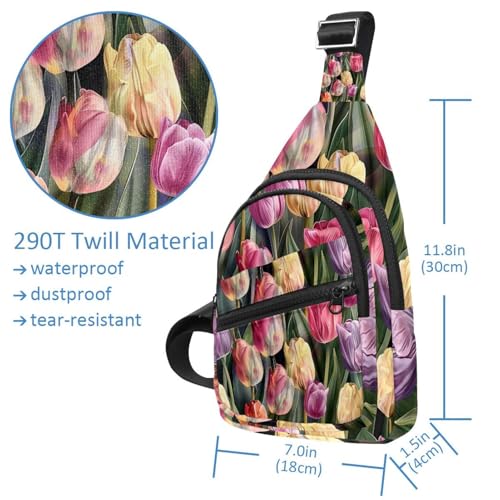 Sac à dos à bandoulière en forme de tulipe multicolore avec sangle réglable - 5